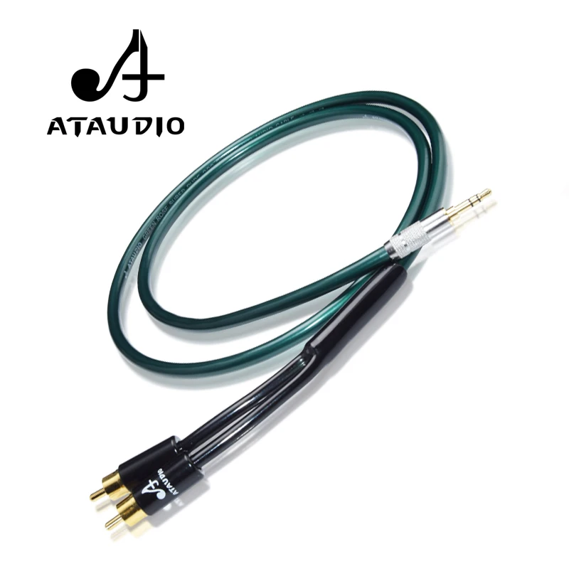 ATAUDIO Hifi 3.5mm do 2RCA Y Splitter stereofoniczny kabel audio HiFi do audiofilów podłącz telefon MP3 CD PC do wzmacniacza