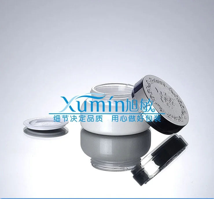 30g white glass cream jar with shiny silver ABS lid, 30 gram cosmetic jar,packing for sample/eye cream,30g bottle