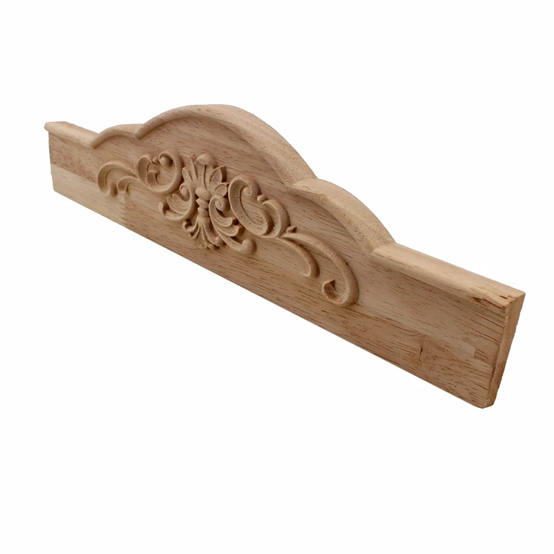 VZLX Flower Wood Carving Natural Wood Appliques for Furniture Cabinet Unpainted Wooden Mouldings Decal Decorative Figurines