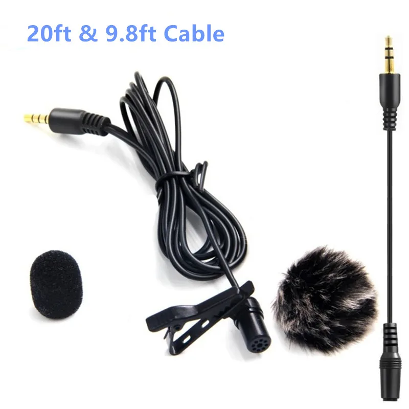 Lavalier Lapel Microphone LVM3 Mic with Clip On & Windscreen Muff for iPhone iPad DSLR Camera Recording Youtube Interview Video