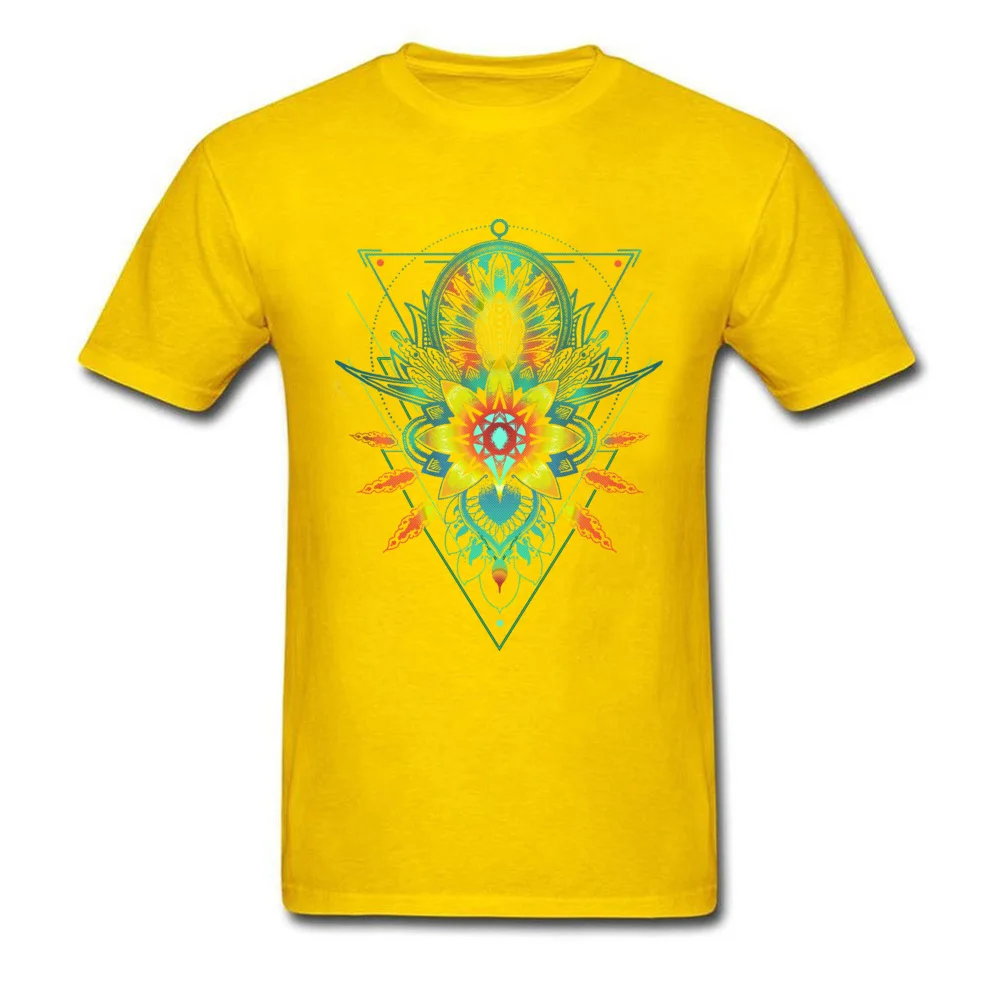 Fashion Tops T Shirt Mens Summer Tshirt Geometric Triangle Mandala Lotus Flower Blossoming T-Shirts For Man High Quality Tees