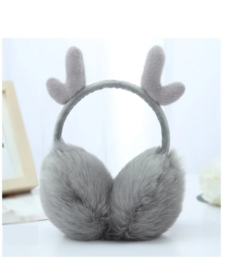 

2018 New Casual Fashion Cute Exquisite warm warm plush antler shape Women's earmuffs style pink red black white