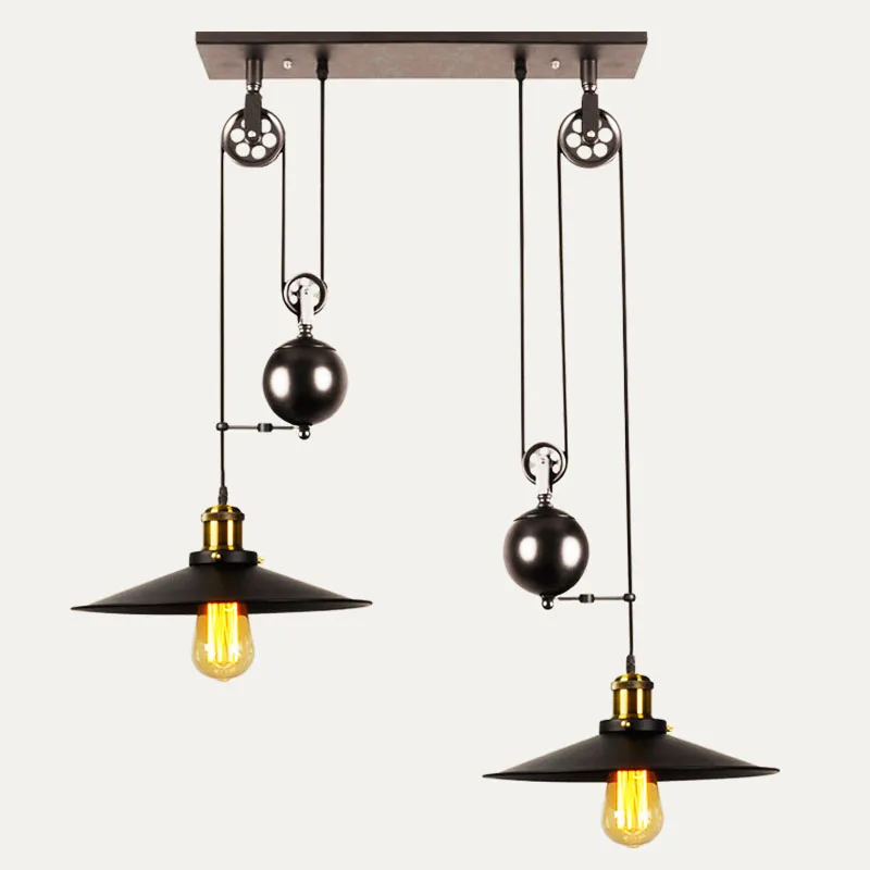 E27 Edison Bulb lamp Loft Vintage Industrial Retro Iron Pulley pendant light Loft Vintage Retro Wrought Iron Black pendant lamps