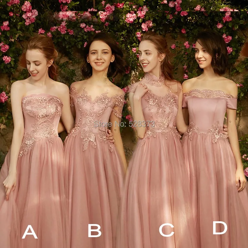 YNQNFS BD6 Elegant Strapless Sleeveless Vintage Tea Length Bridesmaid Dresses Party Dress Pale Mauve Real Pictures