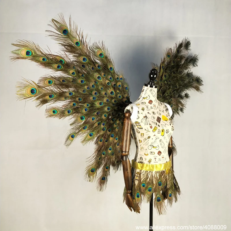 Beautiful Artificial Peacock feather angel wings Creative decoration props Model stage show prop series pure handmade