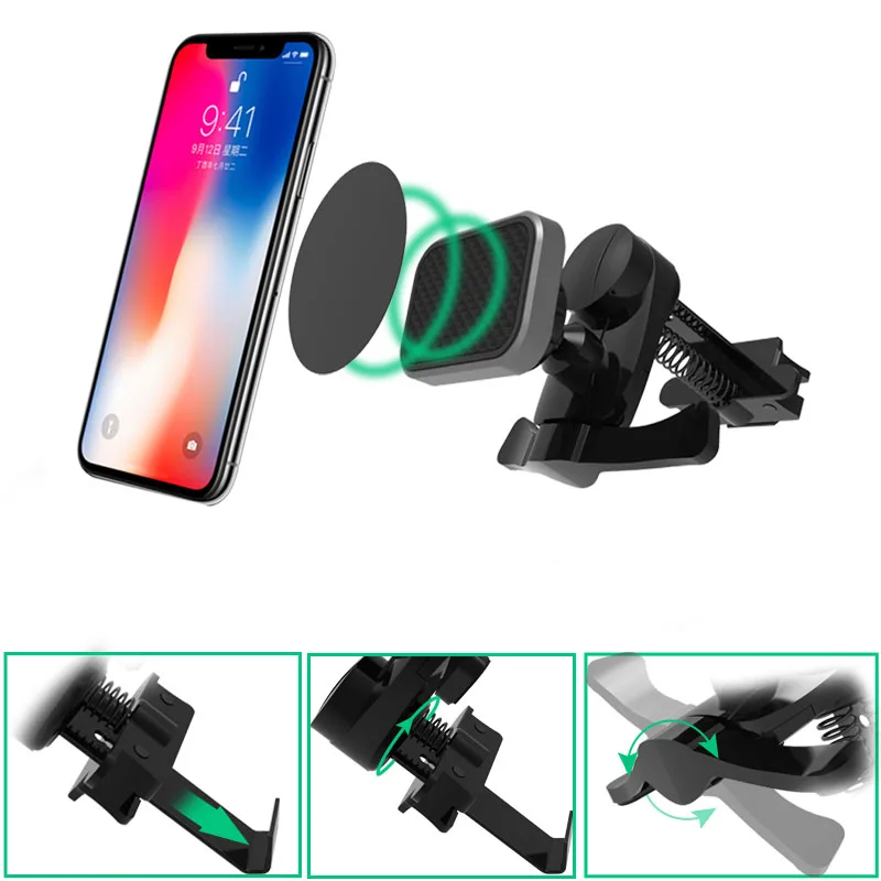 Newest Magnetic Car Phone Holder Air Vent Mount Magnet Holder for iPhone Mobile Phone GPS 360 Degree Universal Car Holders Stand