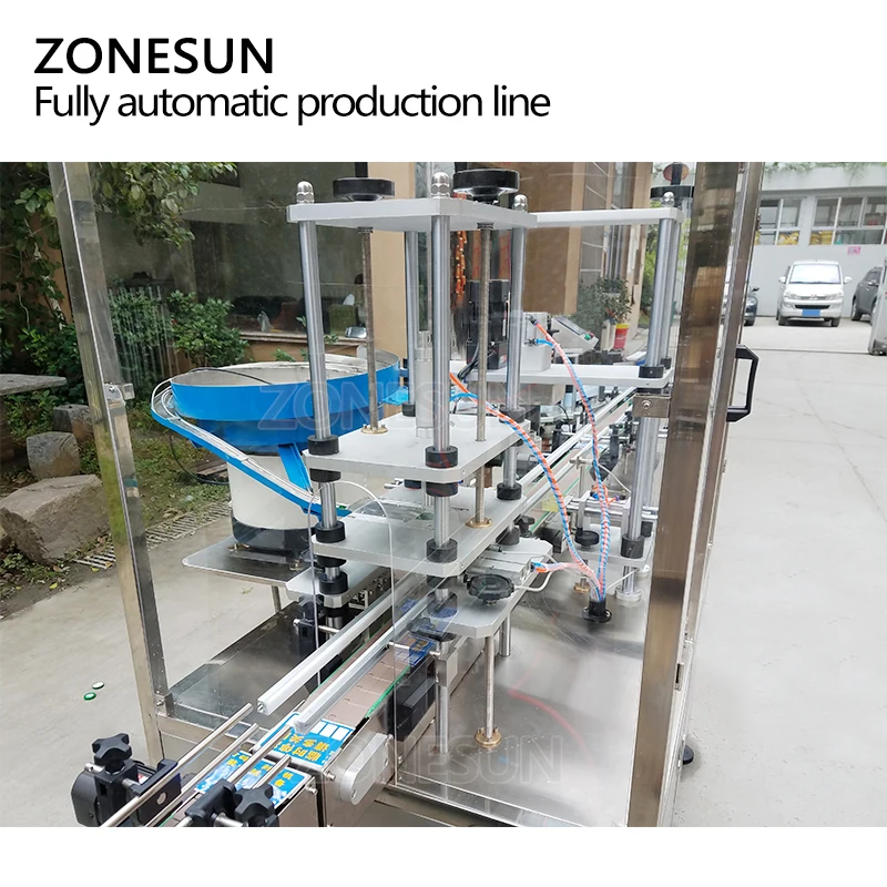 ZONESUN Automatic Electric Glass Perfume Shampoo Cosmetic Nail Polish Bottle Capping Filling Labeling Machine Packaging Machine