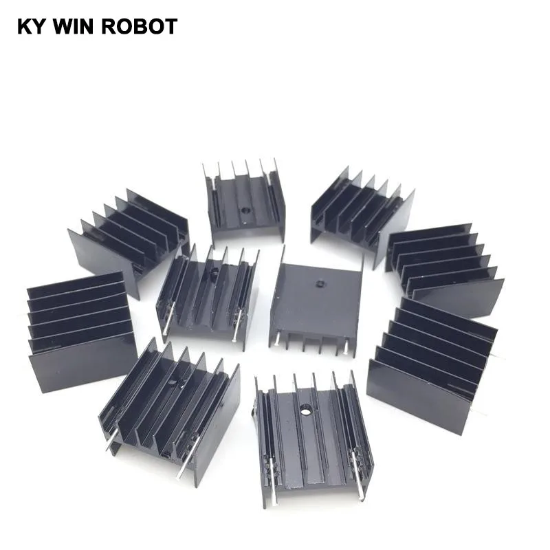 10 sztuk aluminium TO-220 radiator TO 220 radiator tranzystorowy radiator TO220 chłodnica chłodzenie 25*23*16MM z 2Pin