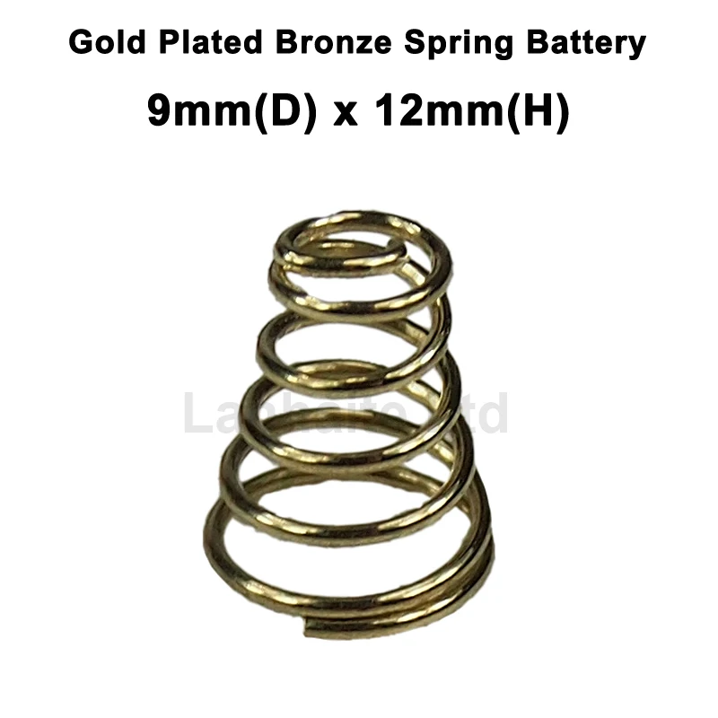 9mm(D) x 12mm(H) Gold Plated Bronze Spring Battery / Driver Contact Support Springs - 10 pcs