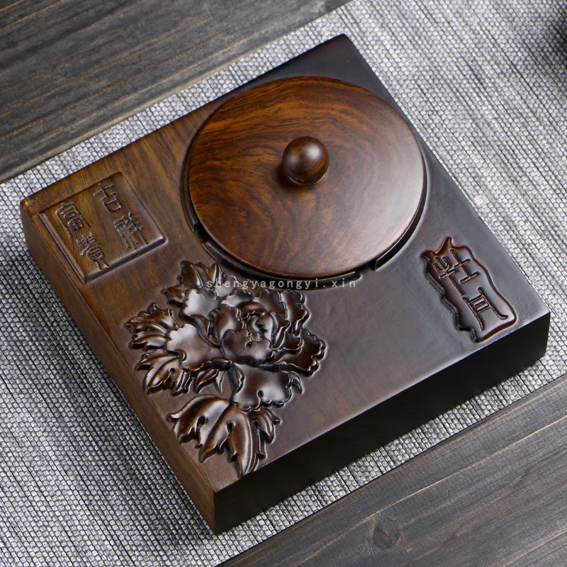 Ashtray wood carving classical Chinese wind ebony decorative ashtray ornaments Home adorns a product