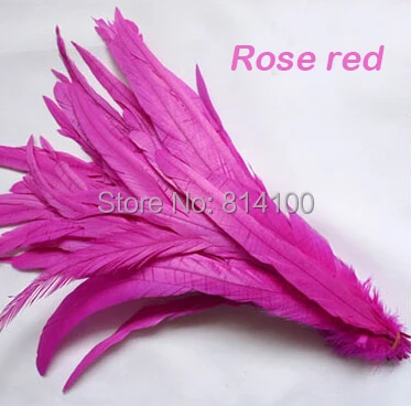 Rooster tail feather Rose Red Colors DIY feather clothing  jewelry accessories / wedding Party supplies performance necessary