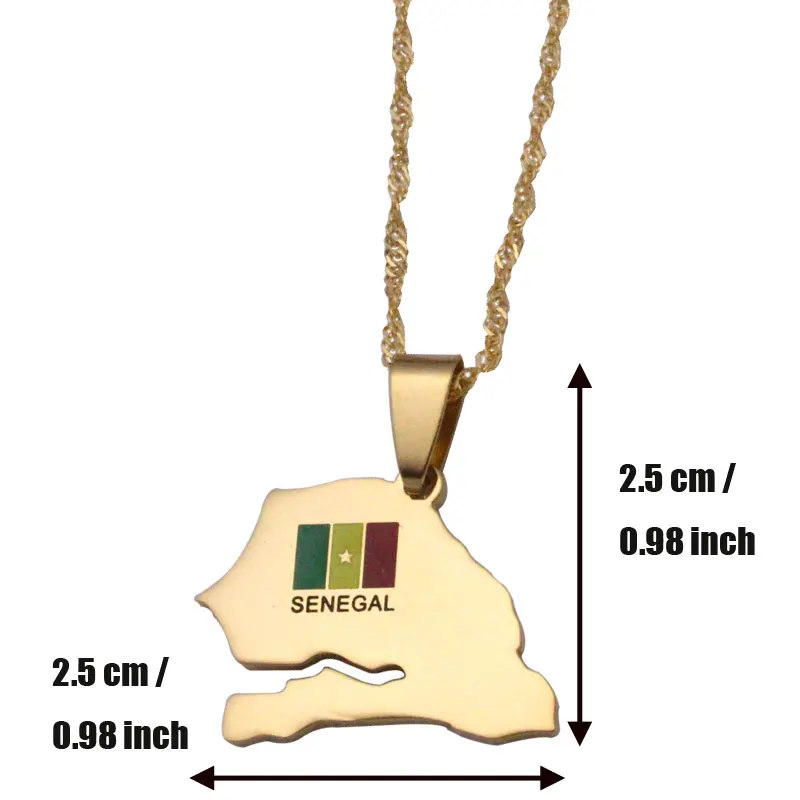 zkd Senegal map Senegal flag stainless steel pendant necklace  country map jewelry