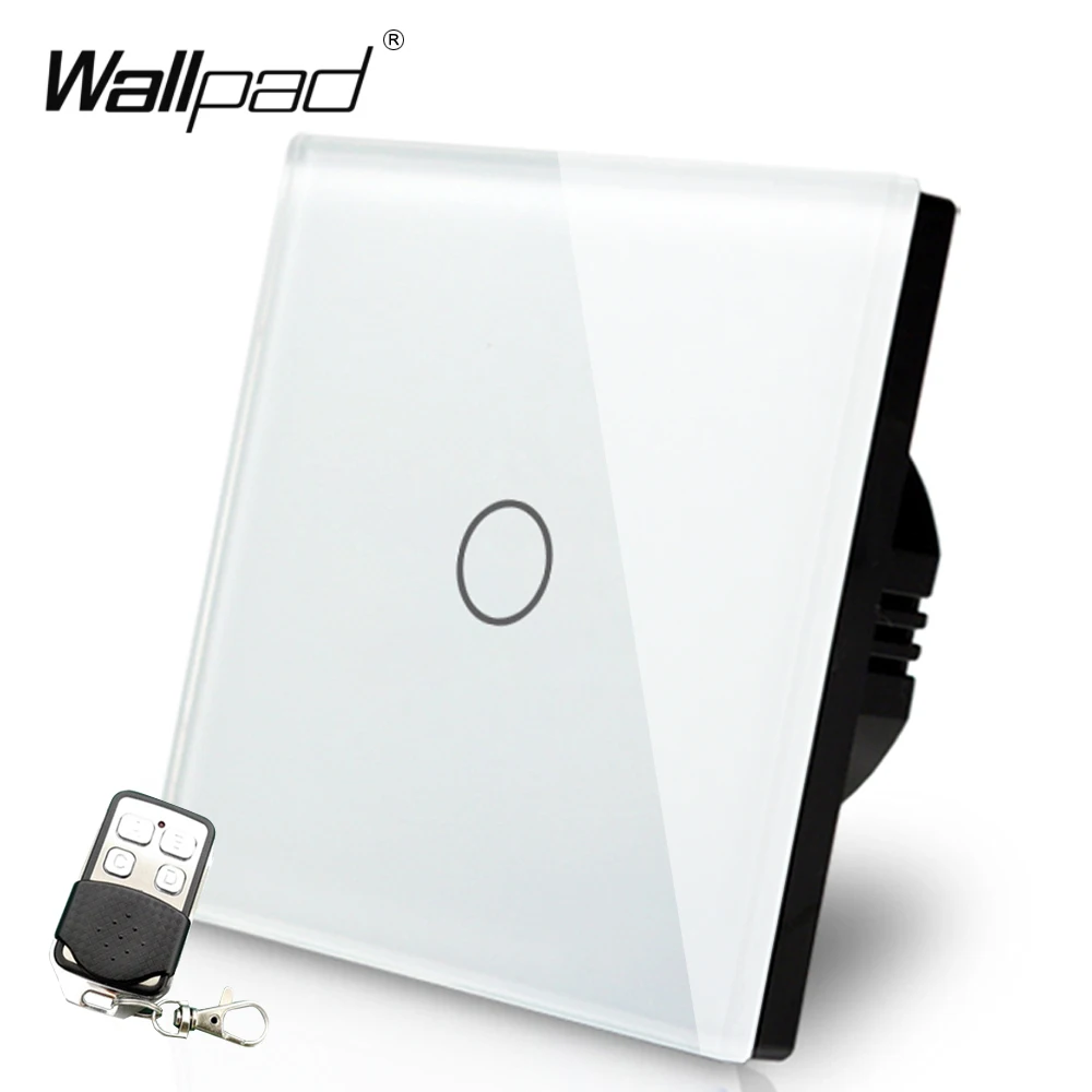 EU UK Dimmer Remote 110V-250V Wallpad White Glass Touch RF433 1 Gang Dimmer For LED Wireless Remote Wall Switch