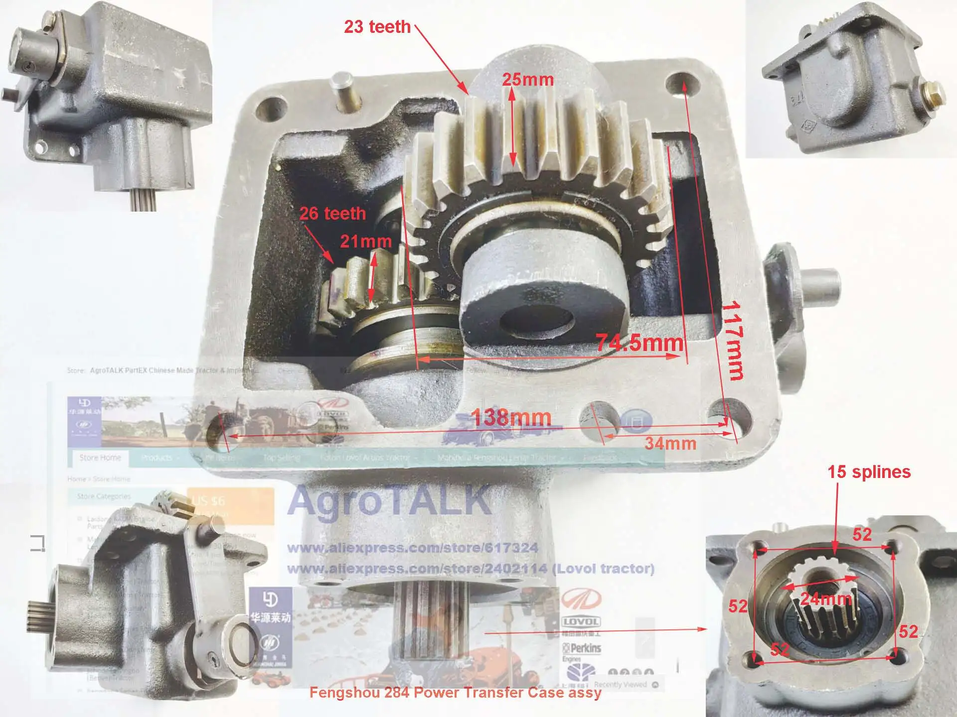 The power transfer case assembly for Fengshou tractor, please check the dimenssions firstly, part number: