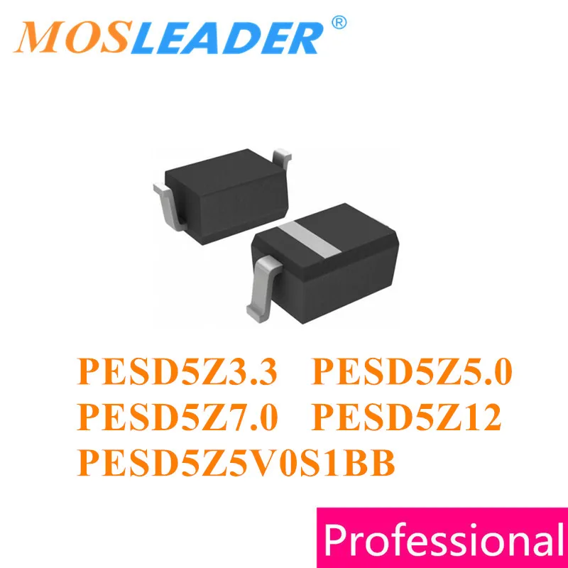 Mosleader 3000pcs SOD523 PESD5Z3.3 PESD5Z5.0 PESD5Z7.0 PESD5Z12 PESD5Z5V0S1BB 3.3V 5V 7V 12V Made in China High quality