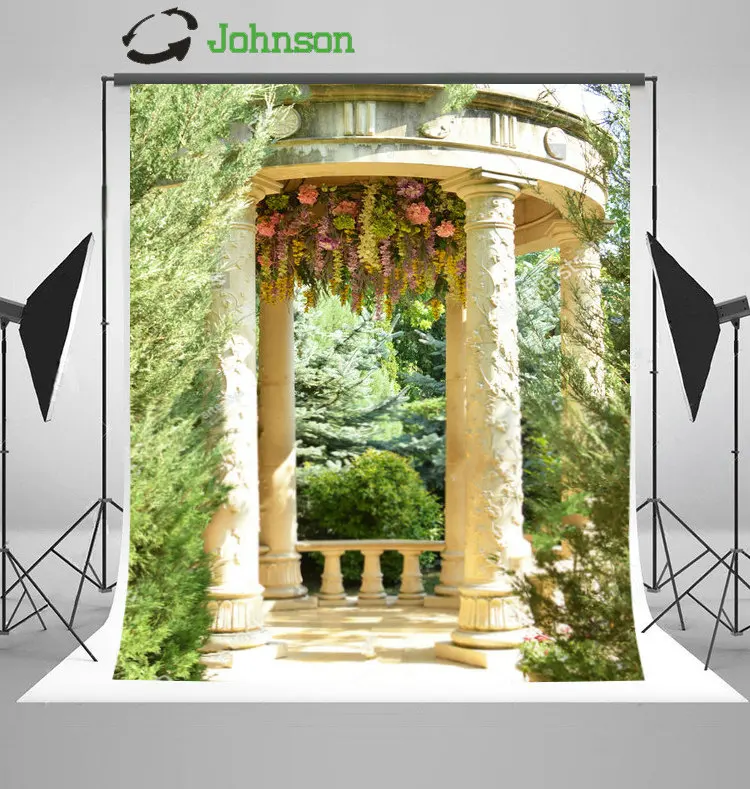 

Vintage Gazebo Flowers Tree backdrops polyester or Vinyl cloth High quality Computer print wall Photography Backgrounds