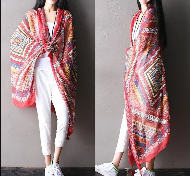 Clearance - summer new fashion geometric print cotton Ms. wild beach towel cape