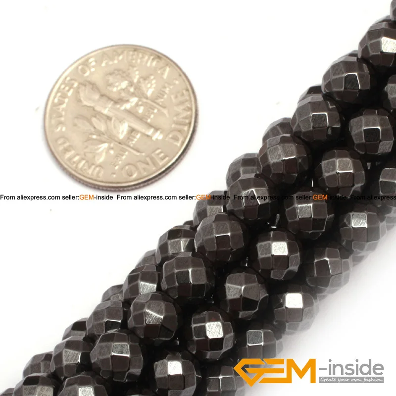 Natural Magnetic Hematite Faceted Round Beads For Jewelry Making Strand 15 inch DIY Jewelry Accessorries Bead For Gifts 3mm-12mm