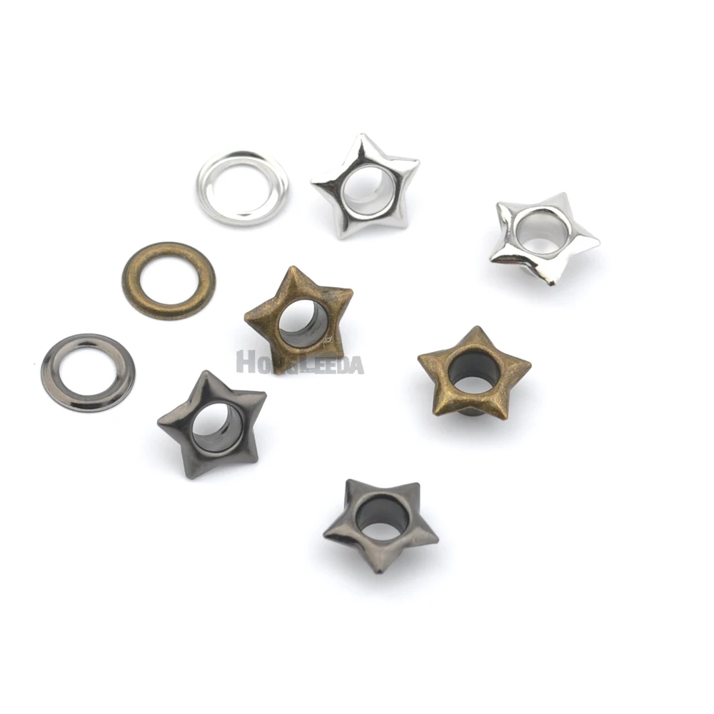 150 jogos/lote 5mm ilhós de metal e latão com arruela formato de estrela ilhós de metal prata/preto/bronze frete grátis JY-014