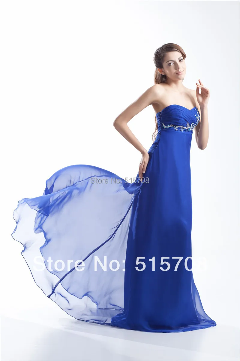 Robe de soirée longue et formelle, livraison gratuite, gaine plissée bleu Royal, sans manches, tenue de bal avec traîne, sur mesure