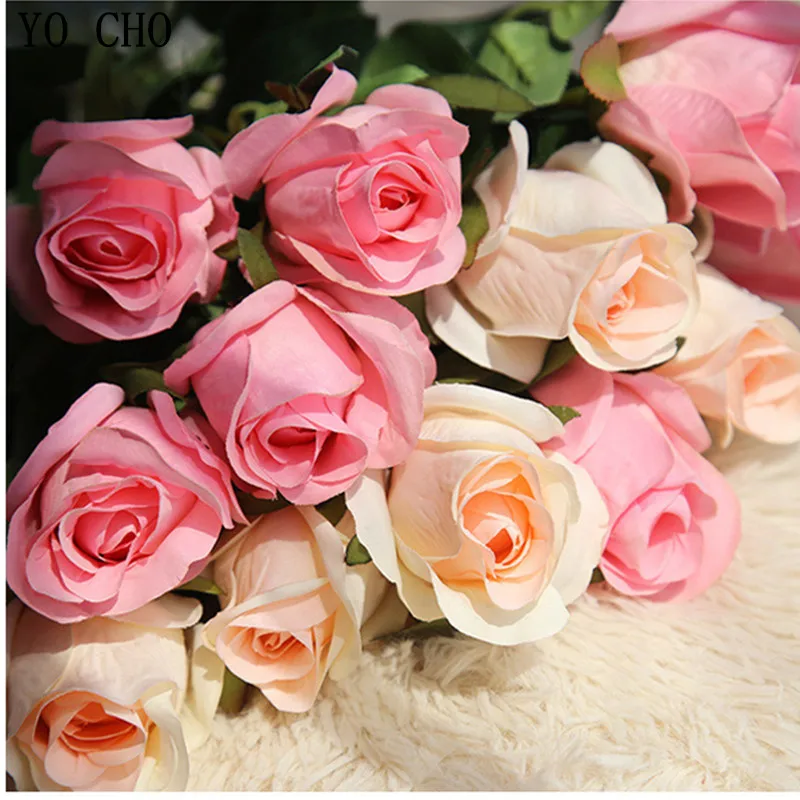 YO CHO  Artificial Silk Rose Bud and Peony Flower Bouquet  Wedding  Bridesmaid  Bridal  Home Decoration