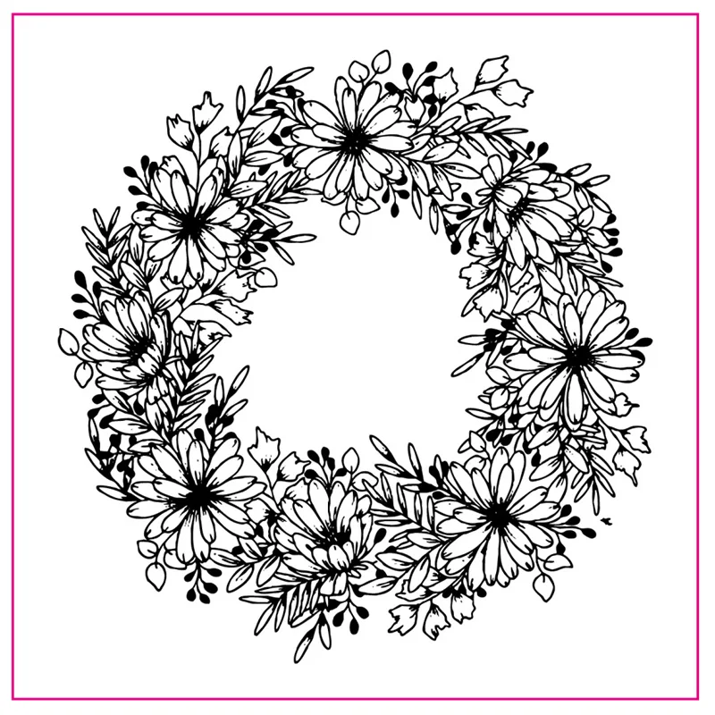 

Flower Wreath Ring Pattern Silicone Stamp Rubber Seal Transparent Clear For Scrapbook Album Embossing Decor DIY Crafts 10