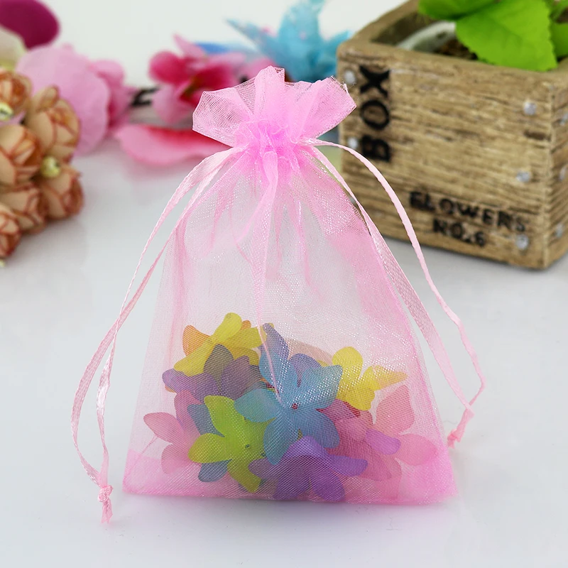 Hotsale 500pcs/lot Pink Organza Bags 20x30cm Big Wedding Favor Boutique Jewelry Packaging Bag Pouches Cute Drawstring Gift Bags