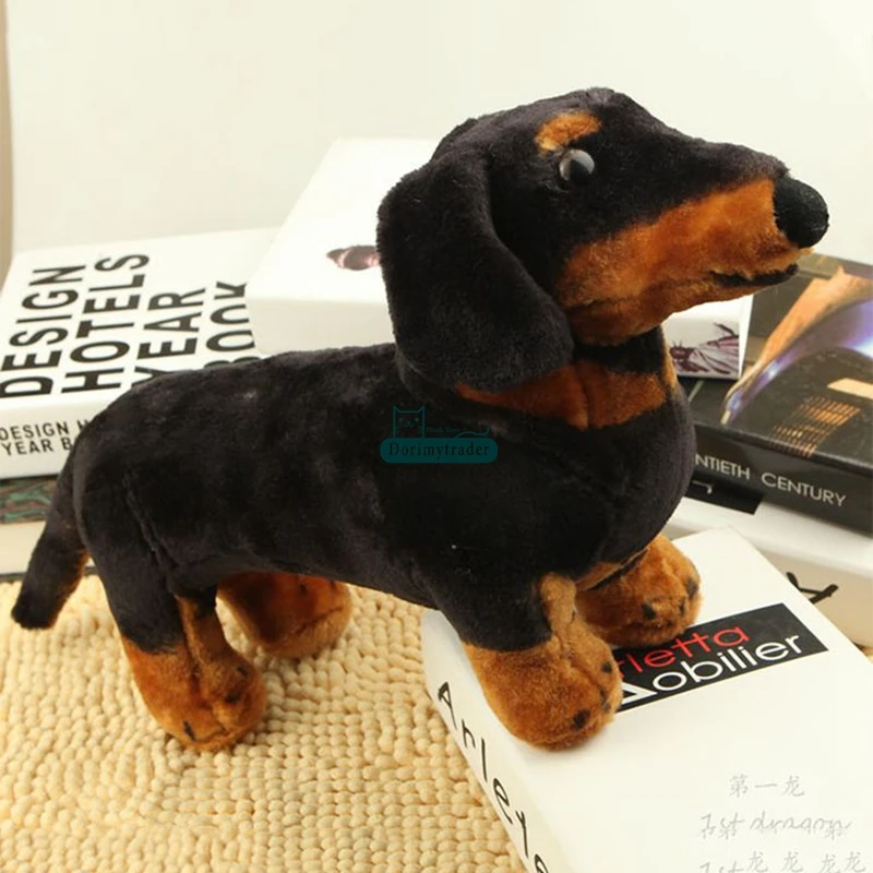 Dorimytrader Pop Realistic Animal Sausagedog Plush Toy Stuffed Dachshund Doll Dog Toys Gift Decoration 40cm DY61800