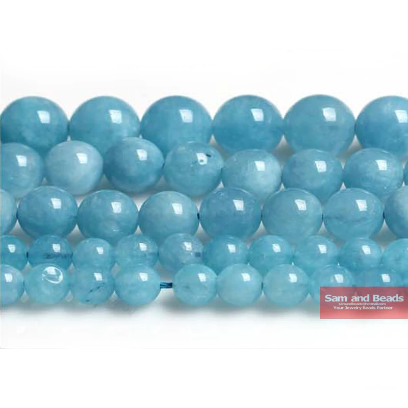 Natural Stone Smooth Round Angelite Beads Blue Aventurine Beads16\