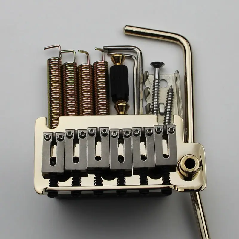 Double swing tremolo electric guitar 6 string board double swing bridge Stainless Steel Saddles & Block BS184 Gold