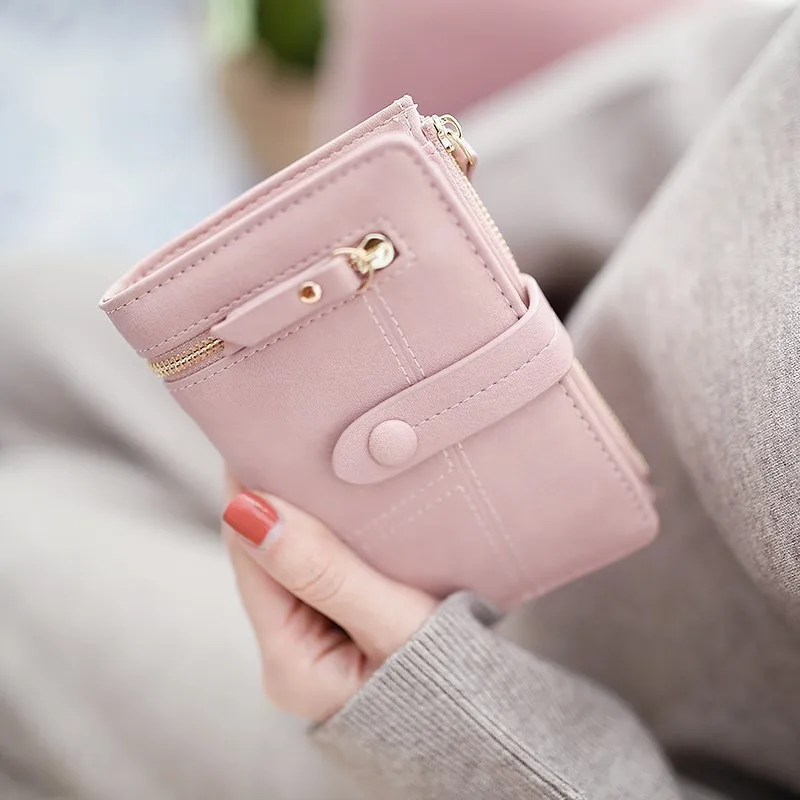 

2019 NEW Short Women Wallet Zipper Coin Pocket Wallet Leather Women Card Holder Clutch Hasp Ladies Purse Carteras Feminina