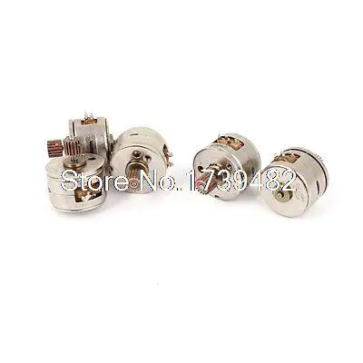 DC 3V-5V 2 Phase 4 Wire 15mm Dia Stepper Motor Step Angle 18 Brown Gear 5pcs