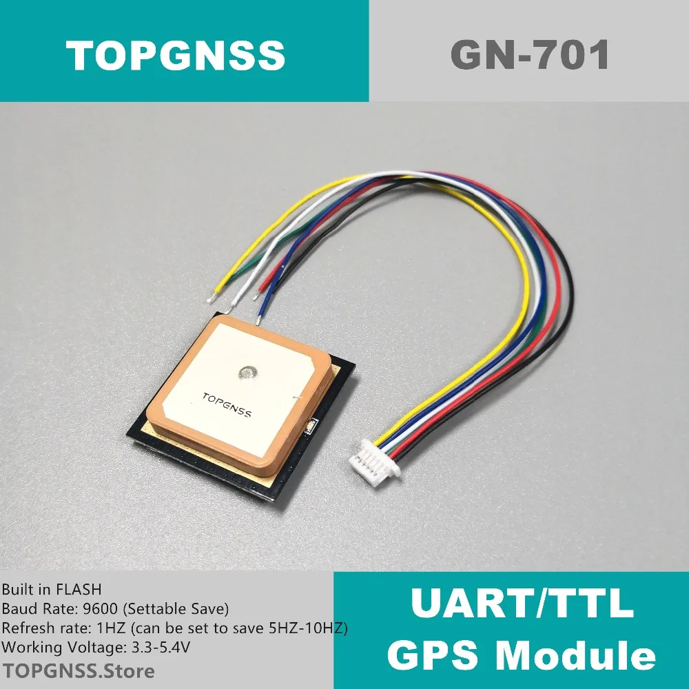 GN-701 TTL UAR GPS Modue  GNSS Module Antenna Receiver , built-in FLASH,NMEA0183  TOPGNSS