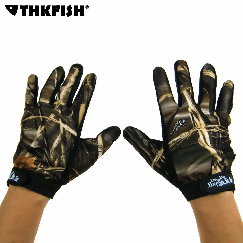 THKFISH Guantes de Pesca Camuflaje Antideslizantes Dedos Completos