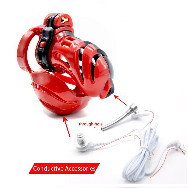 New plastic Male cock lock penis ring electric shock Chastity device cage CB6000 bondage restraint SM electro sex toy for men