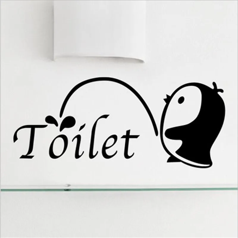 

1PCS Cartoon Black Small Penguin Wall Stickers On The Toilet Children Room Bathroom Toilet Decoration Stickers 18*23CM