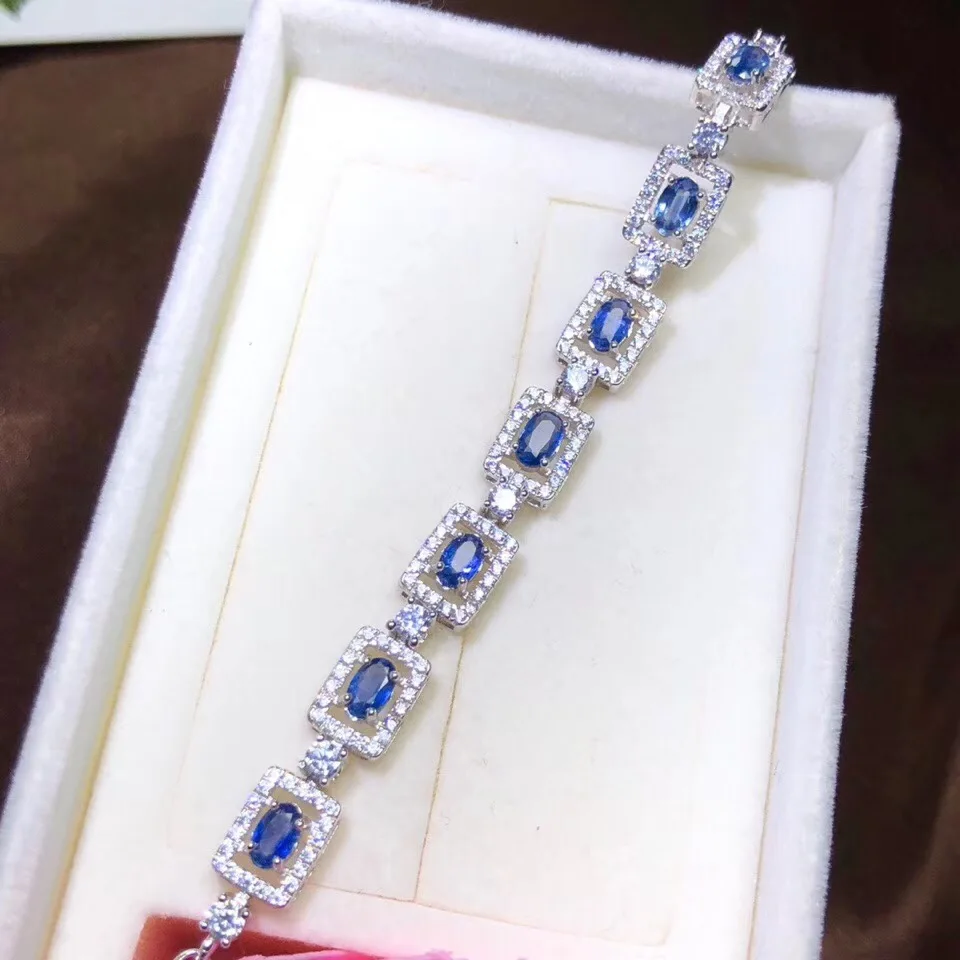 

Exclusive high-end gem natural sapphire Bracelet exhibition 925 new silver hand-made leading fashion