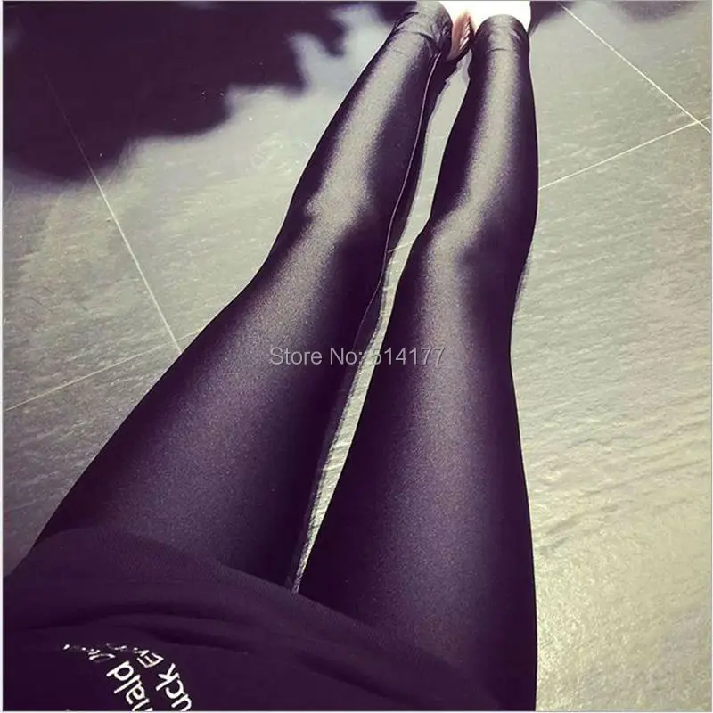 Fashion Shiny lycra Leggings Pants High Elastic Casual Black Pencil Pants Skinny Hip Hop Women  Ankle-Length Pants 2018 New