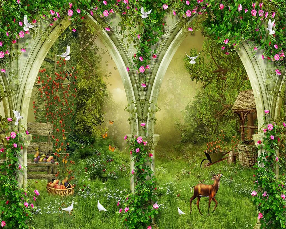 Custom wallpaper home decoration mural fantasy rural arch country road 3D TV sofa background wall murals 3d wallpaper