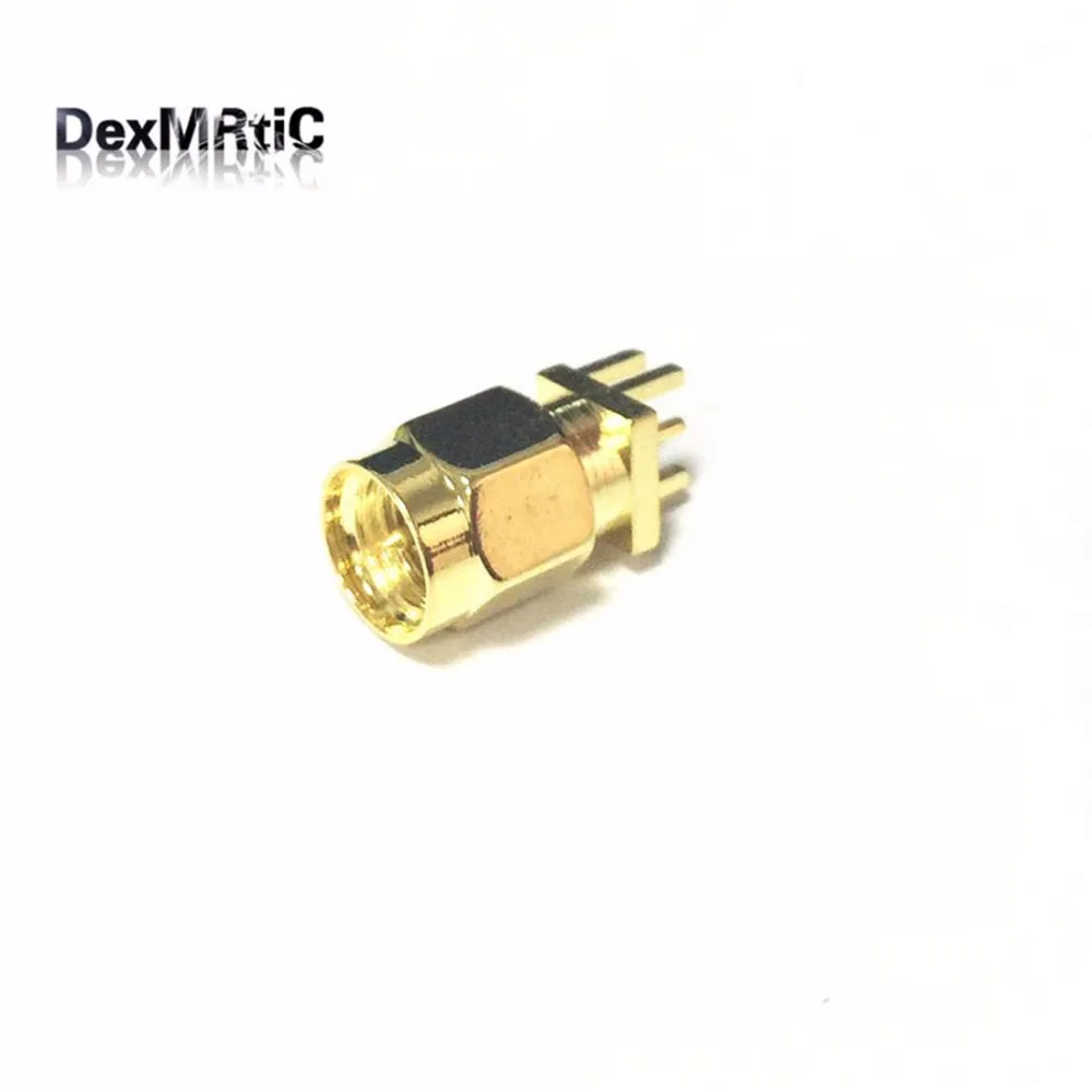 1pç conector macho sma, conector rf coax, cabo pcb reto, banhado a ouro