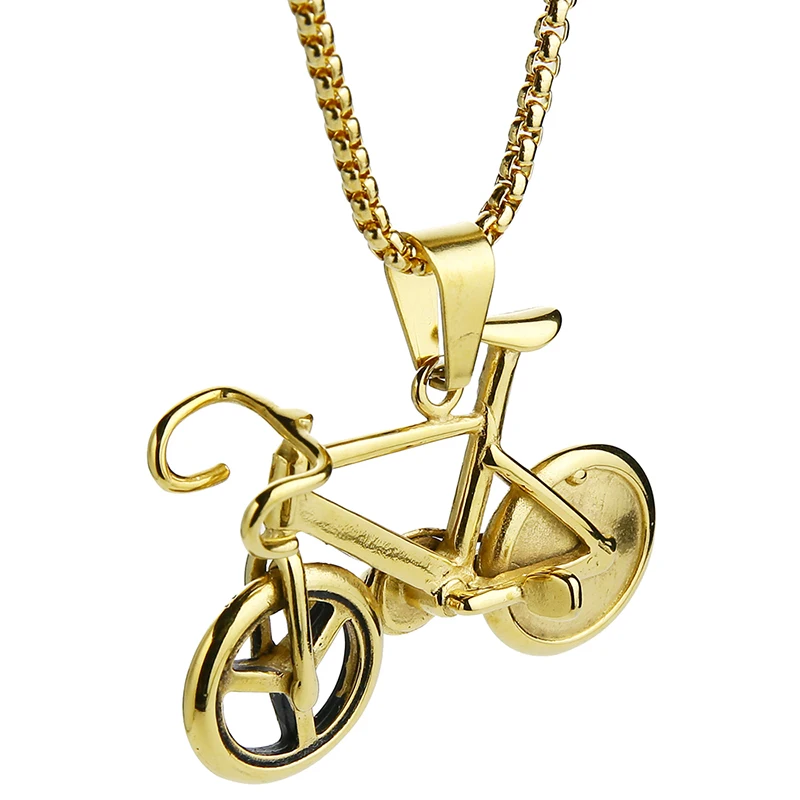 Valily Bicycle Necklace Black Color Stainless Steel Bike Pendants & Chain For Men/Women 2017 Hot Fashion Jewelry Necklaces image 3