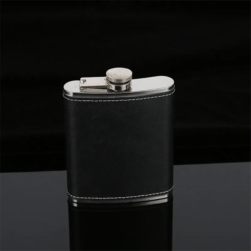 Nova chegada bpa livre 5/6/7/8/9oz garrafa de uísque vodka flagon 304 álcool de aço inoxidável hip balão com couro preto do plutônio warpped