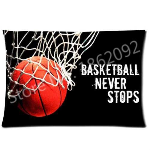 Cool Basketball Fan Gifts Custom Basketball Never Stops Pillow Cover Case Pillowcase Novelty Black Boy Birthday Gift Two Sides