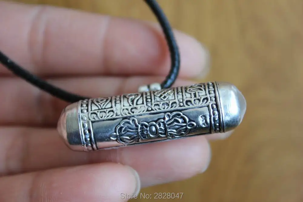 SL027 Tibetan 925 sterling silver Prayer box Pendants Tibet Eight Auspicious Cylinder GAU Box Amulet Handmade Nepal Jewelry