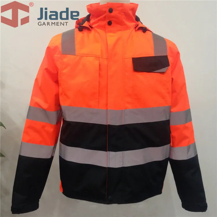 

High Visibility Safety Bomber Jacket Orange Winter Reflective Waterproof Jacket Work Wear Plus Size