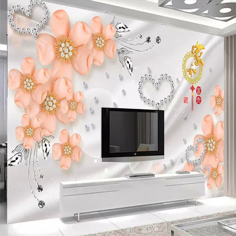 Decorative wallpaper Modern simple luxury jewelry and flowers and rich fashion background wall painting