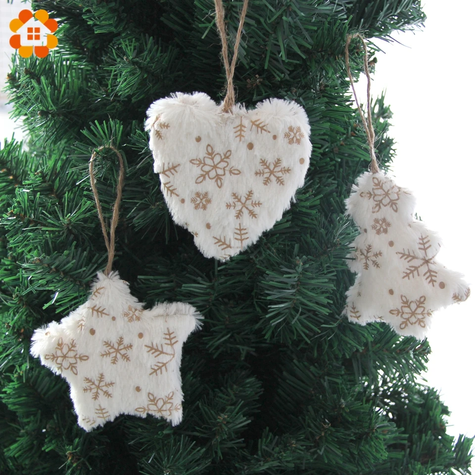 Pendentif mignon blanc et or en forme de cœur, d'étoile et d'arbre, ornements pour la maison, fournitures de décoration de fête de noël, cadeau pour enfant, 1 pièce