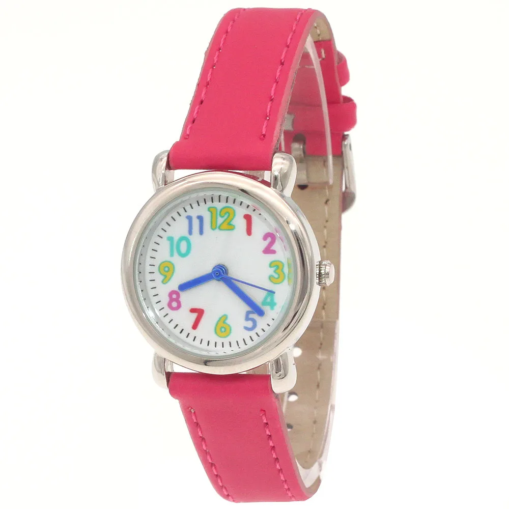 10pcs/Lot, Mixed Bulk Coloured Dial Kids Watches Girl Boy Children's Gift Leather Quartz Student Kids Wristwatch Child Gifts