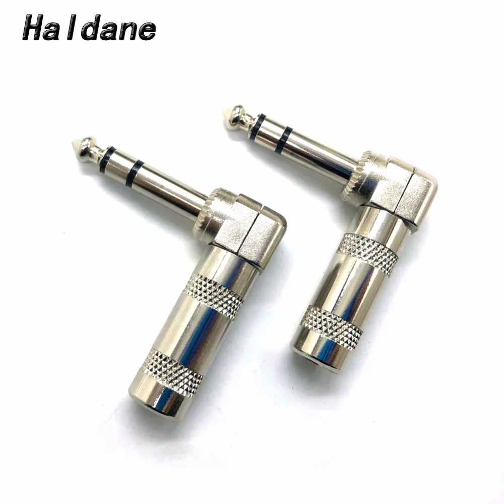 

Free Shipping Haldane 4pieces /lot 6.35mm 1/4 inch TRS 3 Pole Stereo jack Right Angle 90 Male Plug Microphone Audio Connector