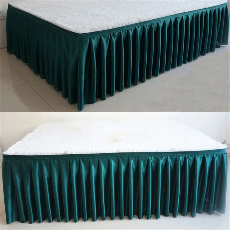 Ice silk chiffon white color wedding table skirt party banquet stage table skirt for table cloth decoration